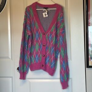 V ery J button down long sleeve cardigan Sz L White